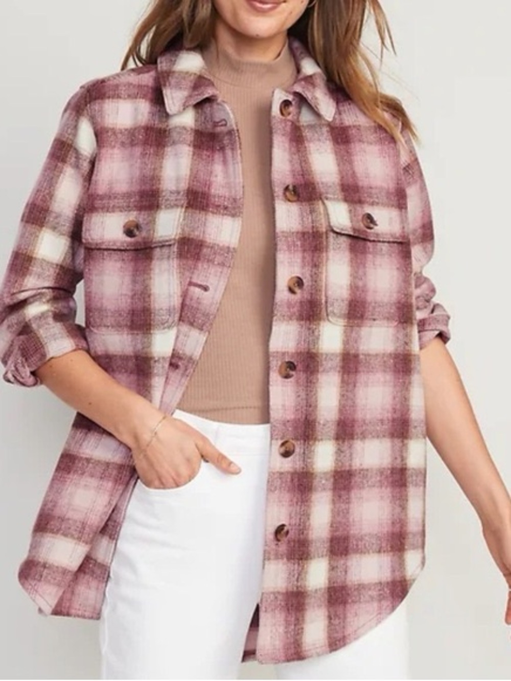 Old Navy Plaid Flannel Button Down Shirt  Shacket Like New Medium